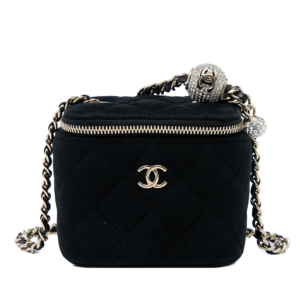 Pre-Loved Chanel Mini Velvet Pearl Crush Vanity Case with Chain